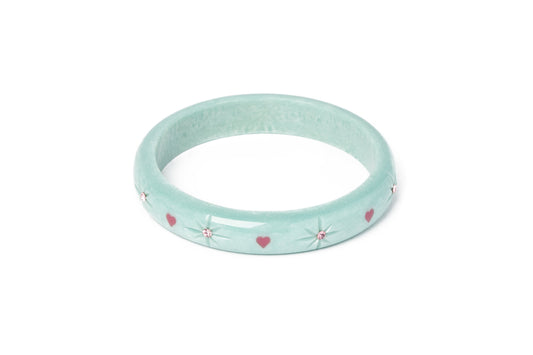 Splendette vintage inspired 1950s Valentine's style pastel blue carved larger size Midi Baby Doll Starburst Duchess Bangle