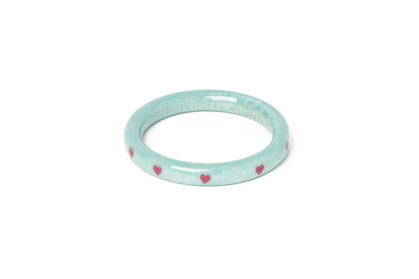 Splendette vintage inspired 1950s Valentine's style pastel blue carved smaller size Narrow Baby Doll Starburst Maiden Bangle