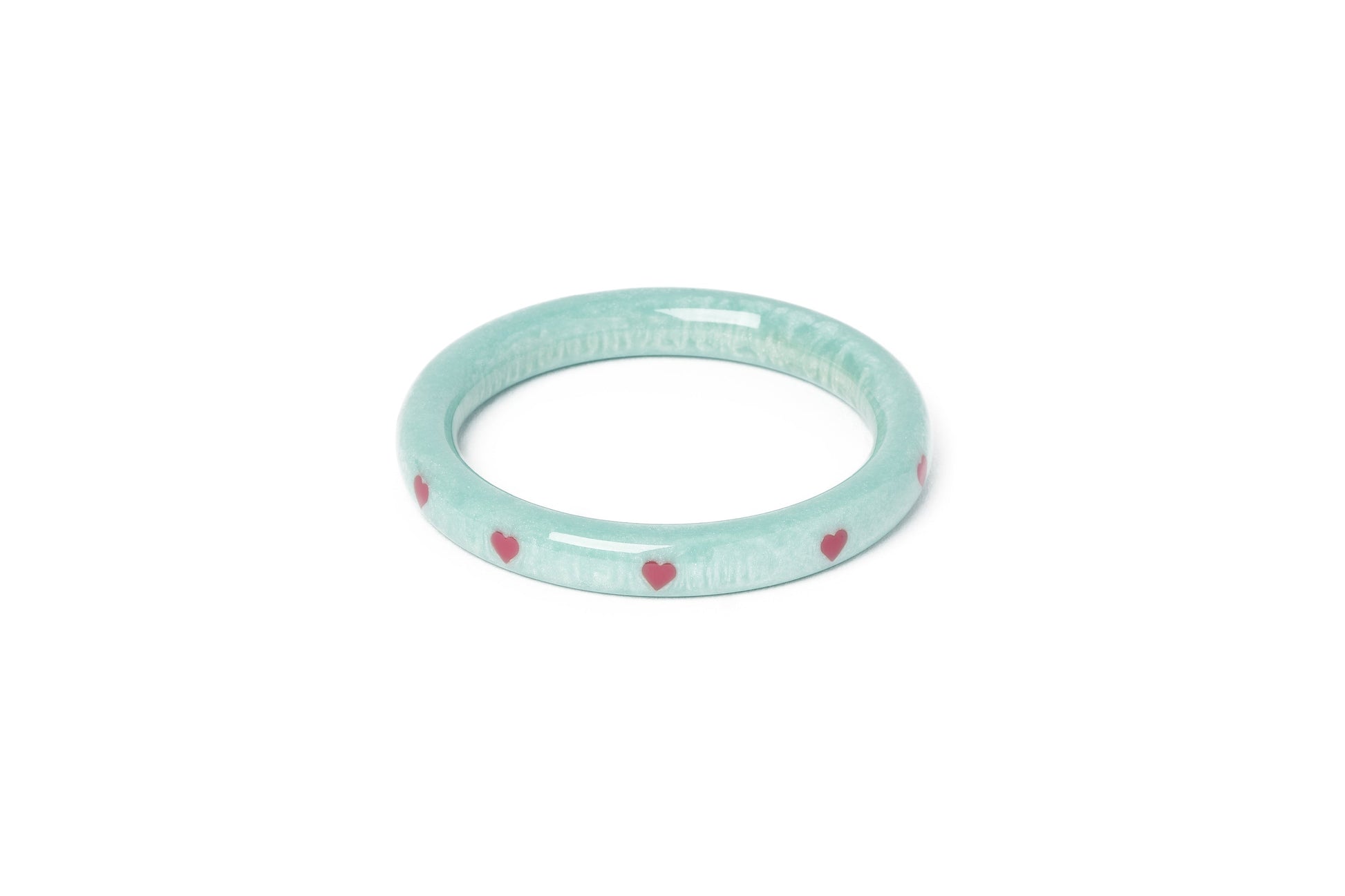 Splendette vintage inspired 1950s Valentine's style pastel blue carved smaller size Narrow Baby Doll Starburst Maiden Bangle