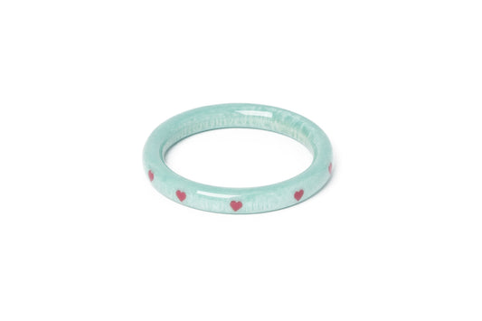 Splendette vintage inspired 1950s Valentine's style pastel blue carved smaller size Narrow Baby Doll Starburst Maiden Bangle