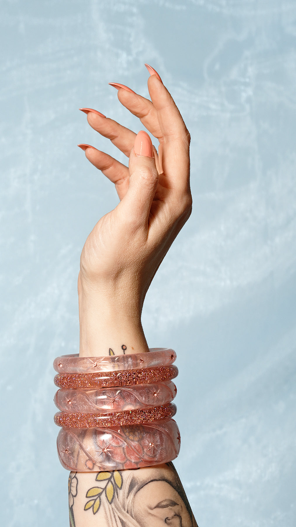 Pink Chiffon Bangles Set of 3