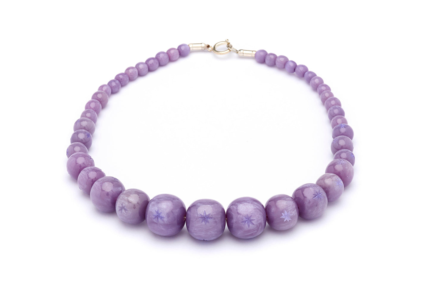 Lilac Carved Bead Necklace