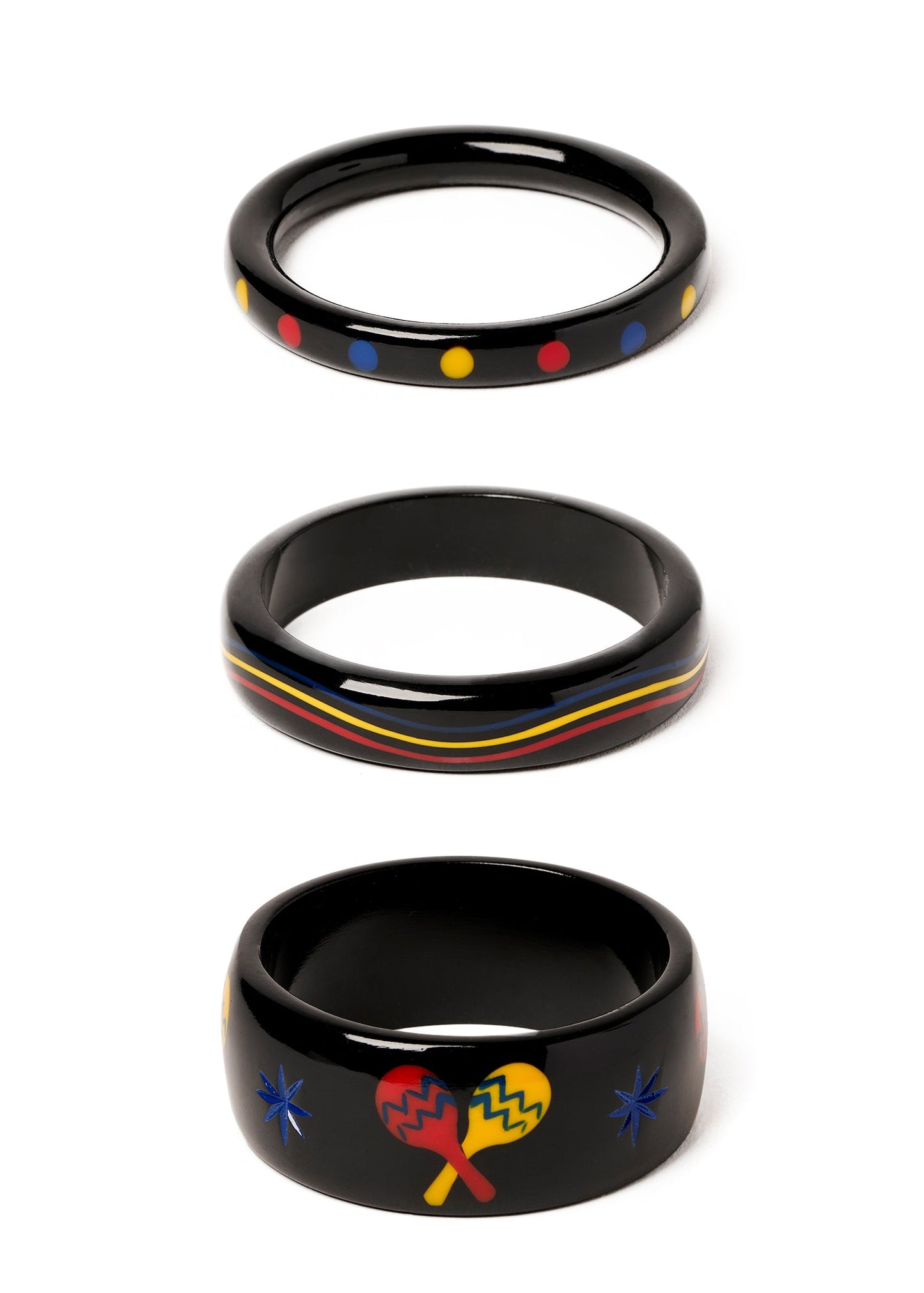 Maracas Black Bangles Set of 3