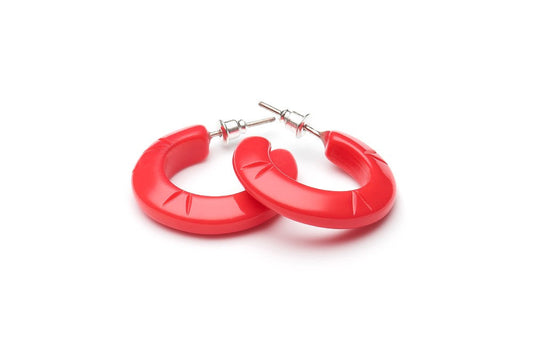 Coral Fakelite Hoop Earrings