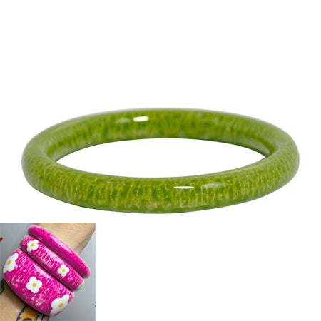 Narrow Pink Daisies Bangle Medium Classi c