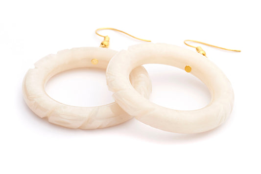 Pearl Carved Hoop Earrings