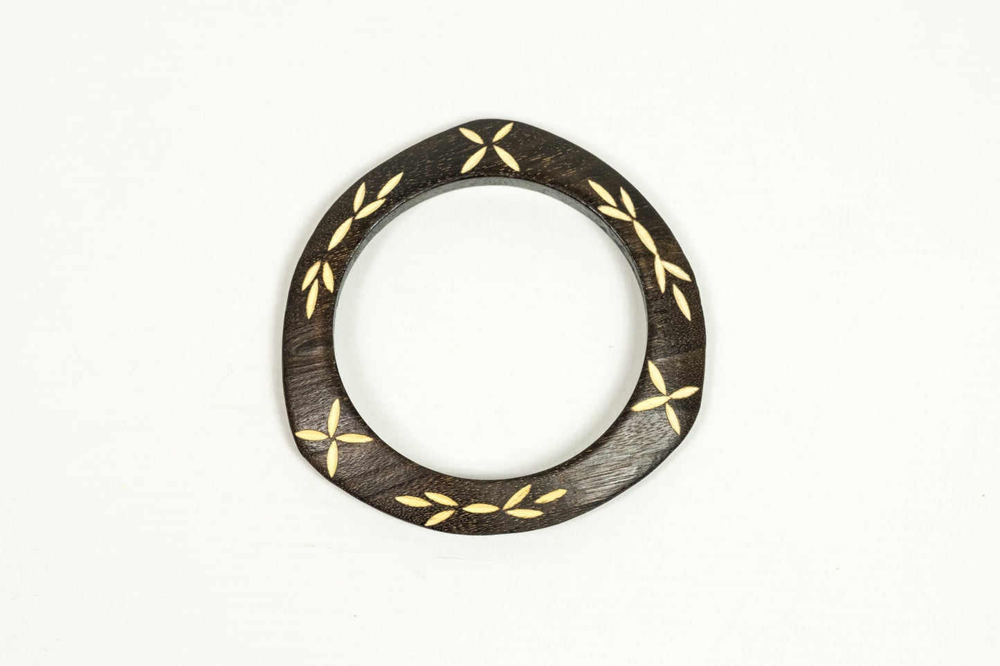 Carved Dark Wood Triangle  Bangle