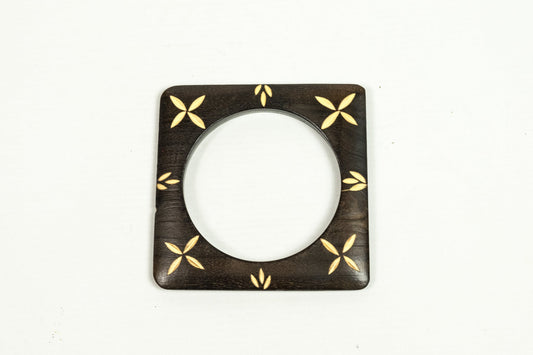Carved Dark Wood Square Bangle