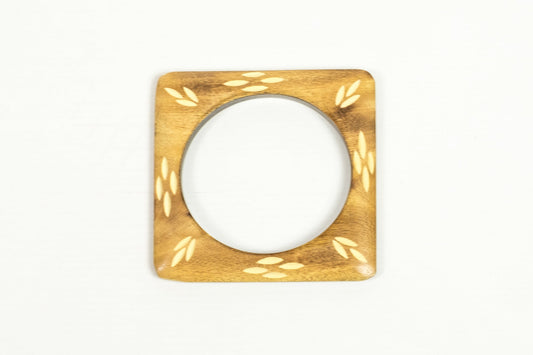 Carved Light Wood Square Bangle