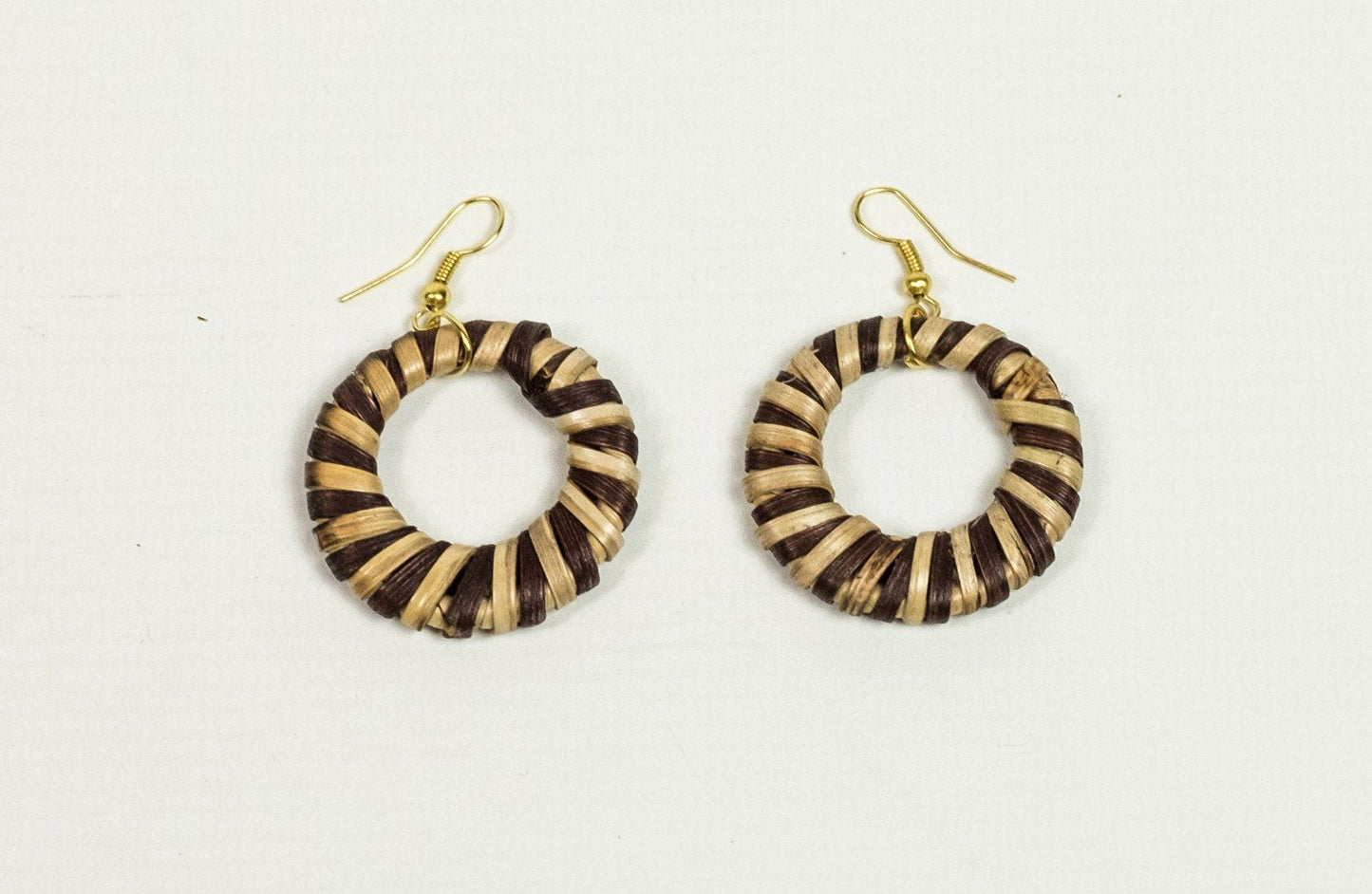 Striped Woven Bamboo Earrings