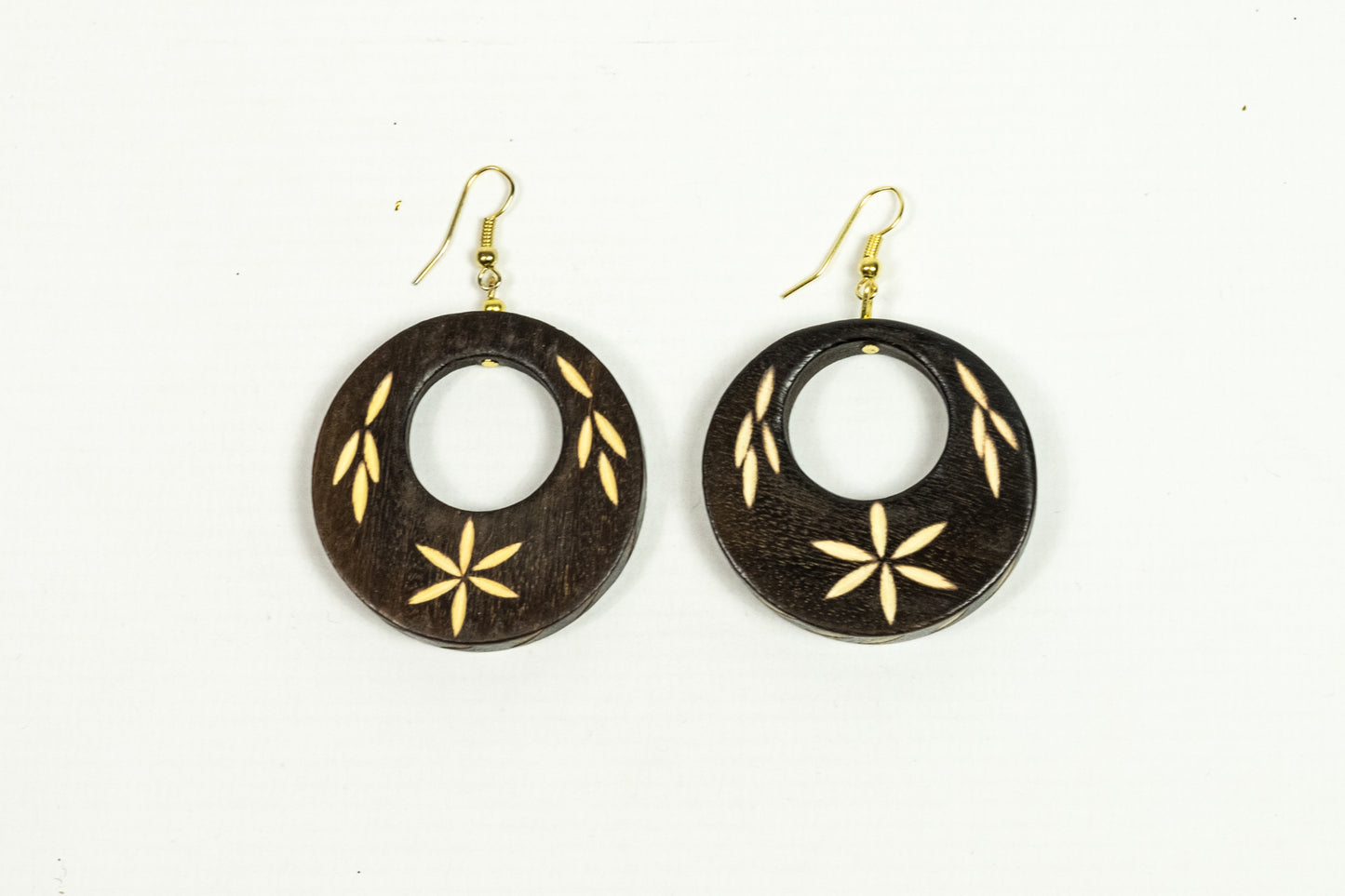Dark Wood Carved Earrings