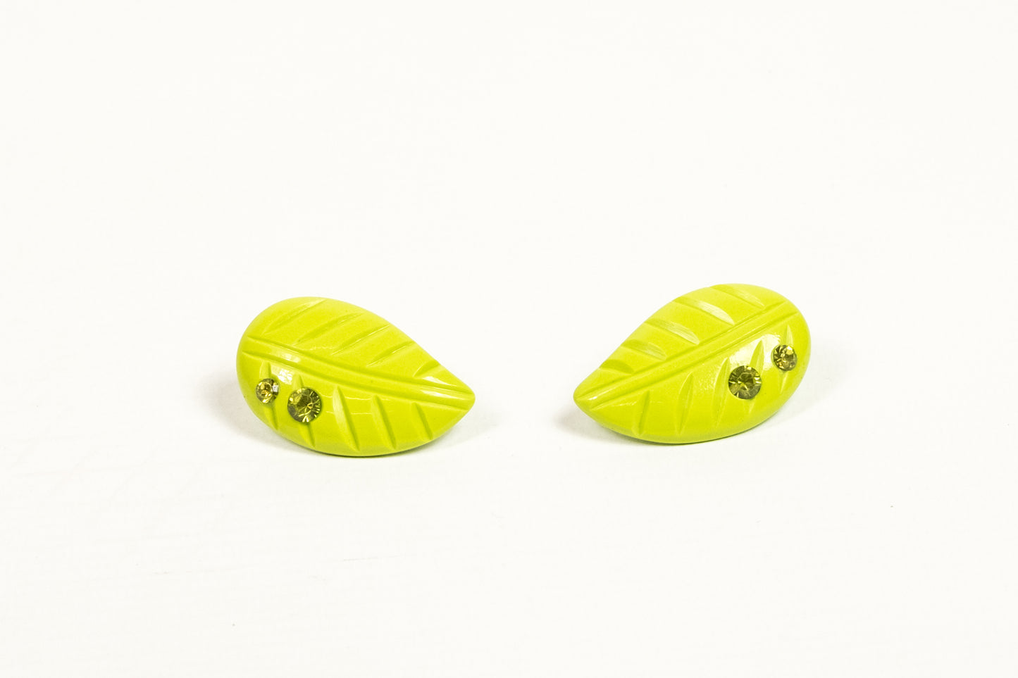 Chartreuse Carved Leaf Earrings