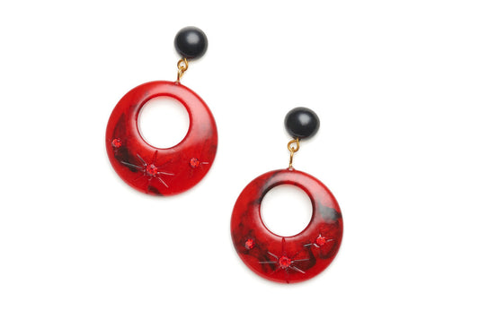 Vamp Carved Drop Hoop Earrings