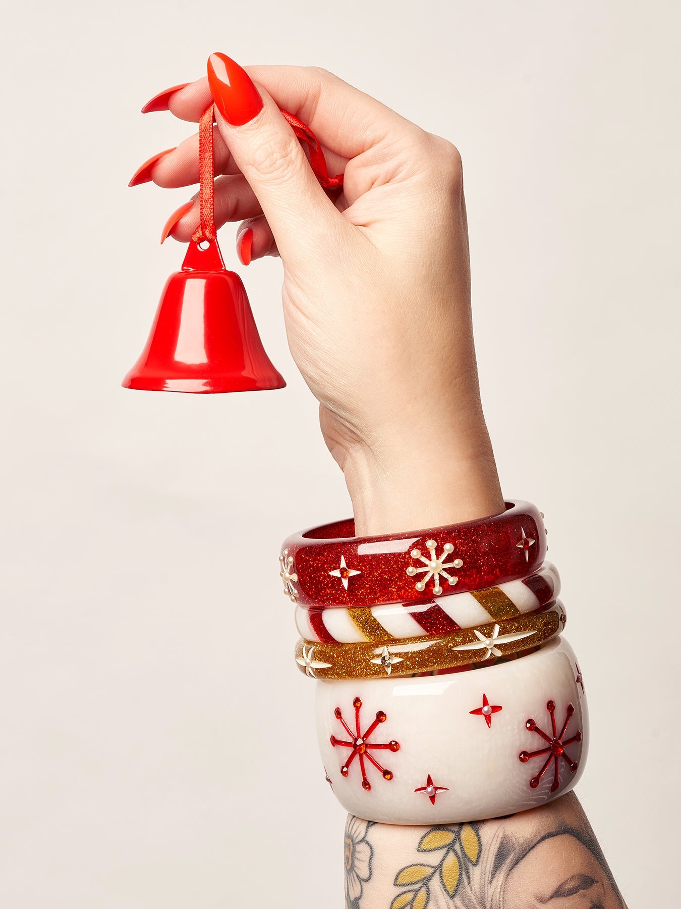 Midi Red Glitter Snowflake Bangle