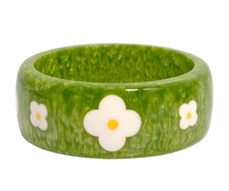 Wide Green Daisies Bangle Smaller Maide n