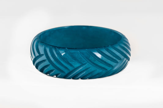 Wide Teal Fakelite Bangle