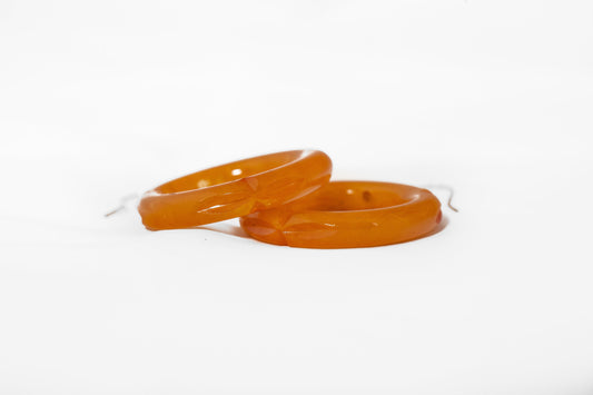 Butterscotch Carved Hoop Earrings