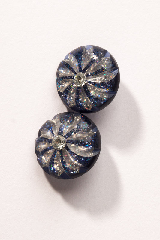 Glitter Stud Earrings Midnight