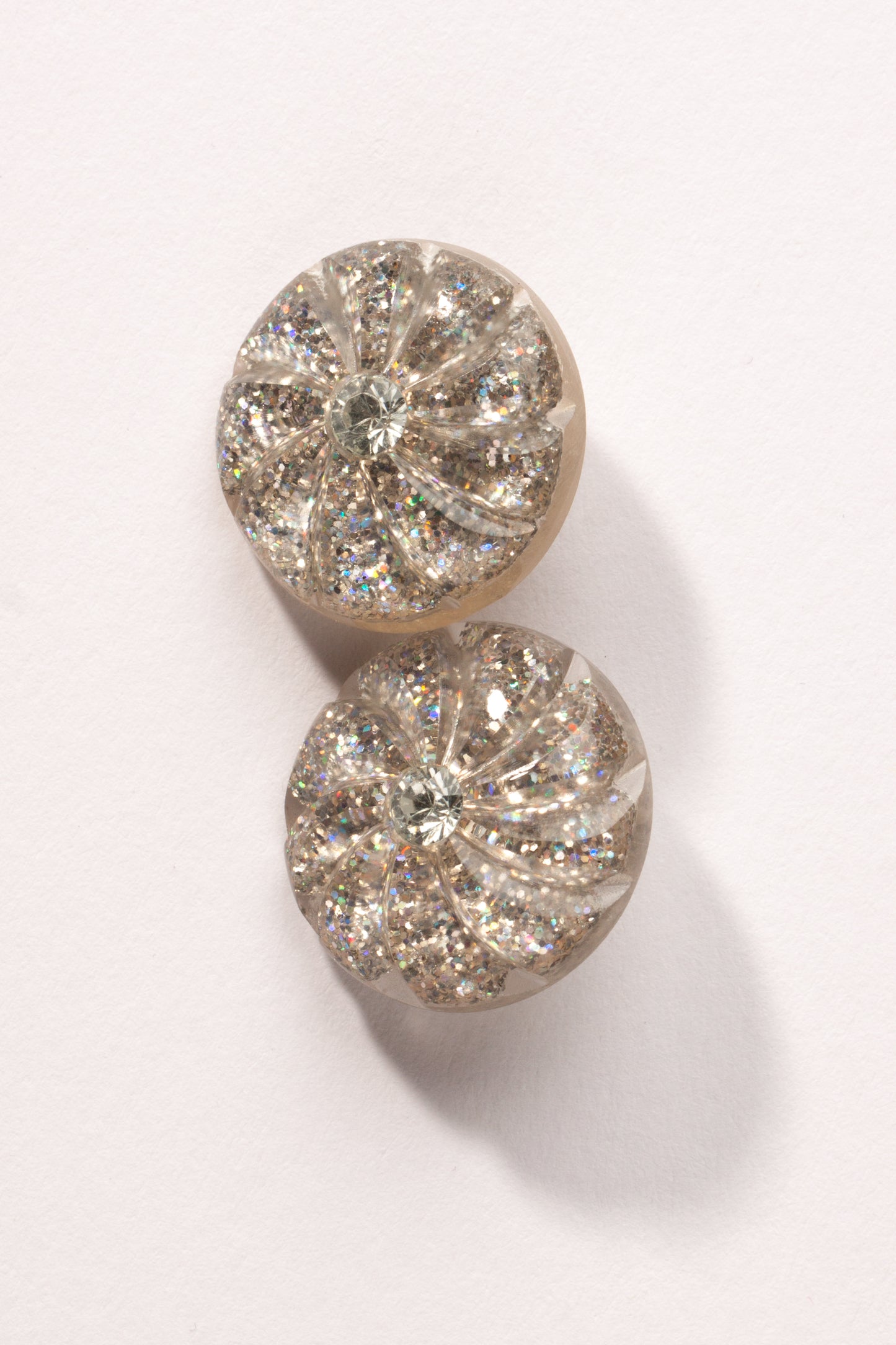 Glitter Stud Earrings Silver