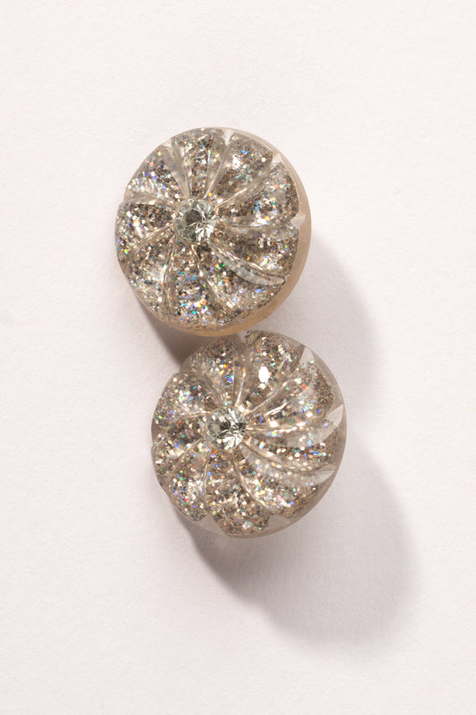 Glitter Stud Earrings Silver