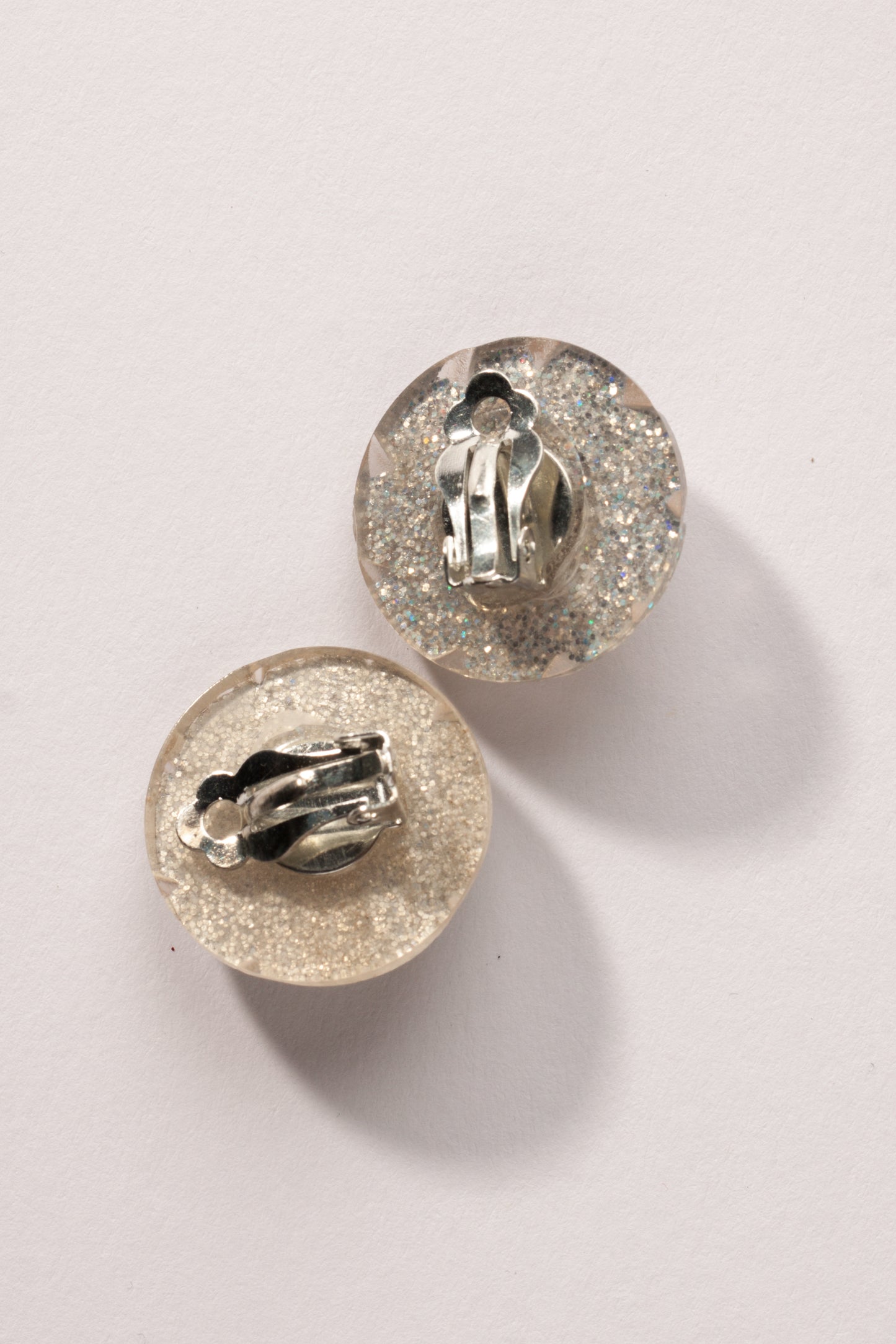 Glitter Stud Earrings Silver