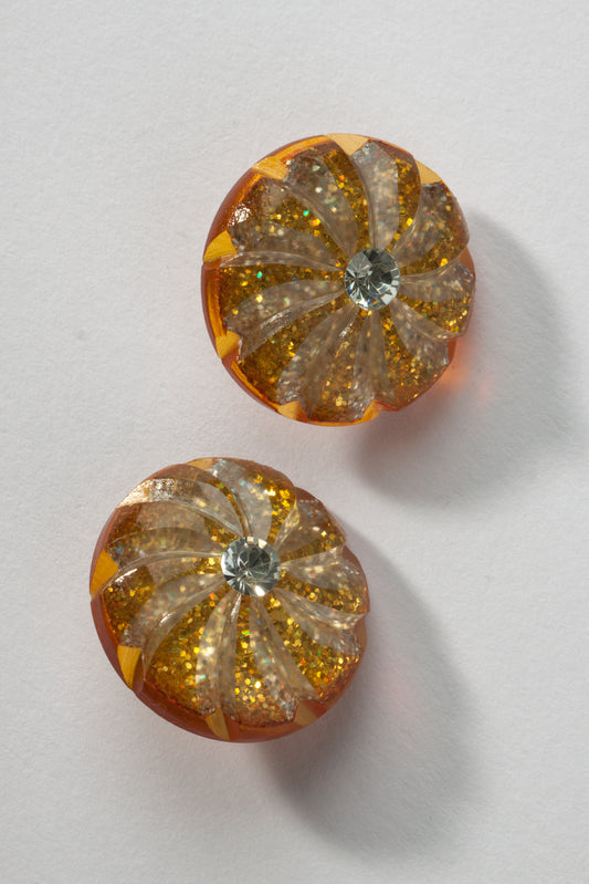 Glitter Stud Earrings Gold