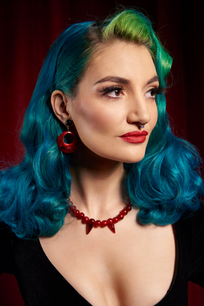 Vamp Carved Drop Hoop Earrings