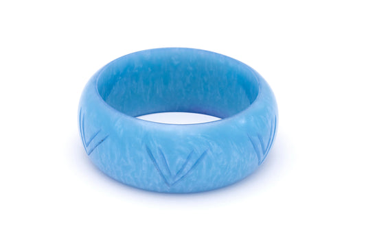 Wide Powder Blue Carved Bangle