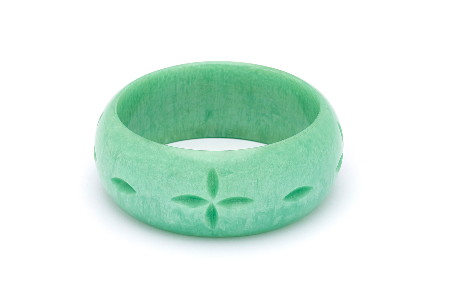 Wide Minty Carved Bangle