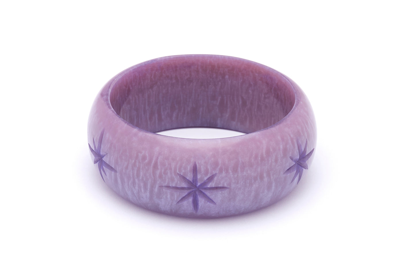 Wide Lilac Carved Bangle