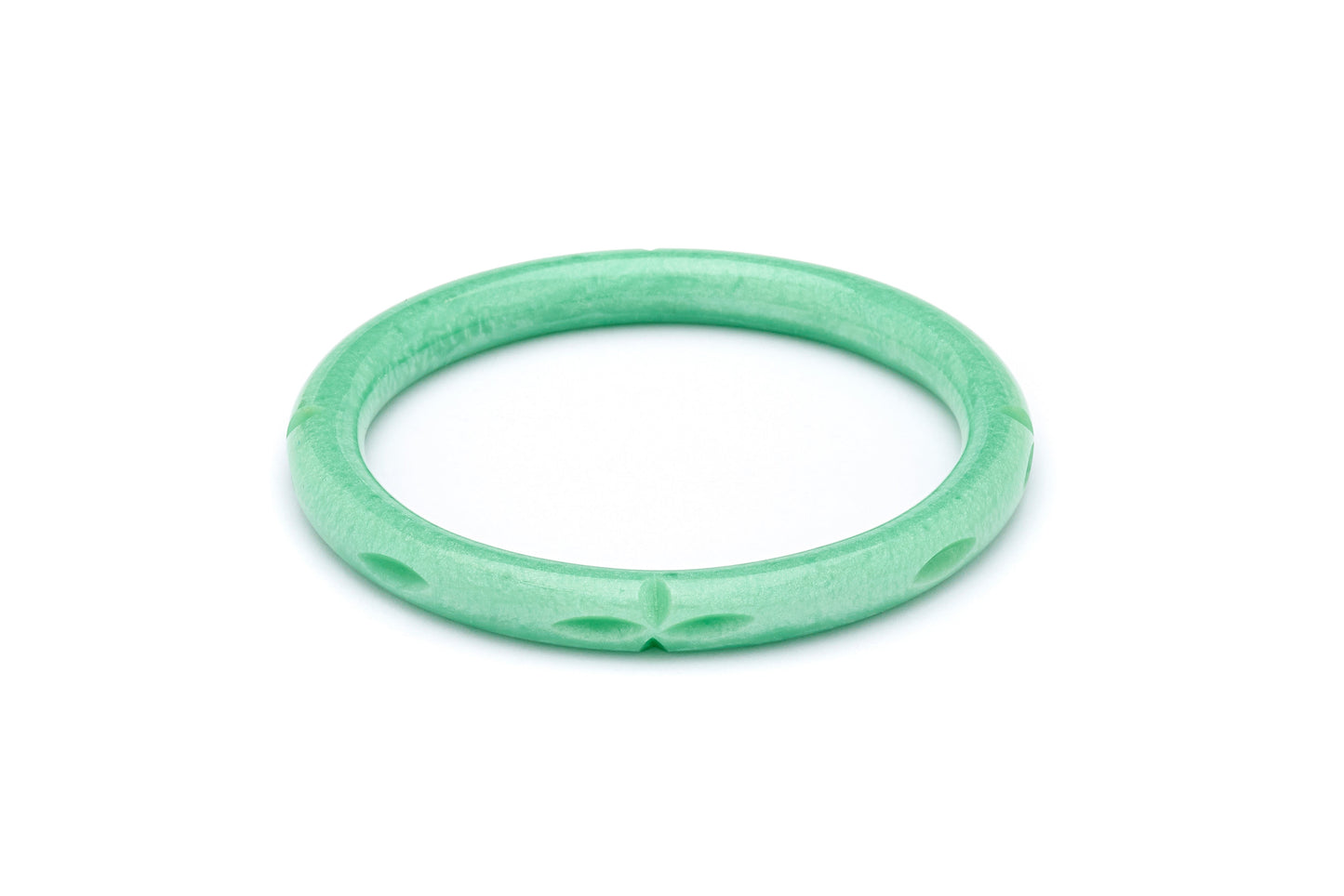Narrow Minty Carved Bangle