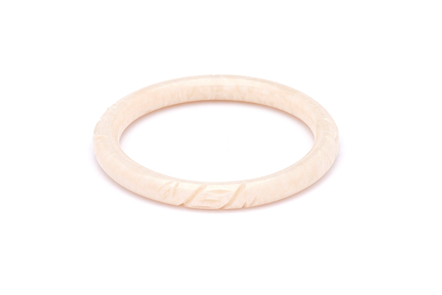 Narrow Pearl Carved Bangle