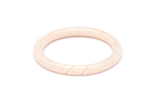 Narrow Pearl Carved Bangle