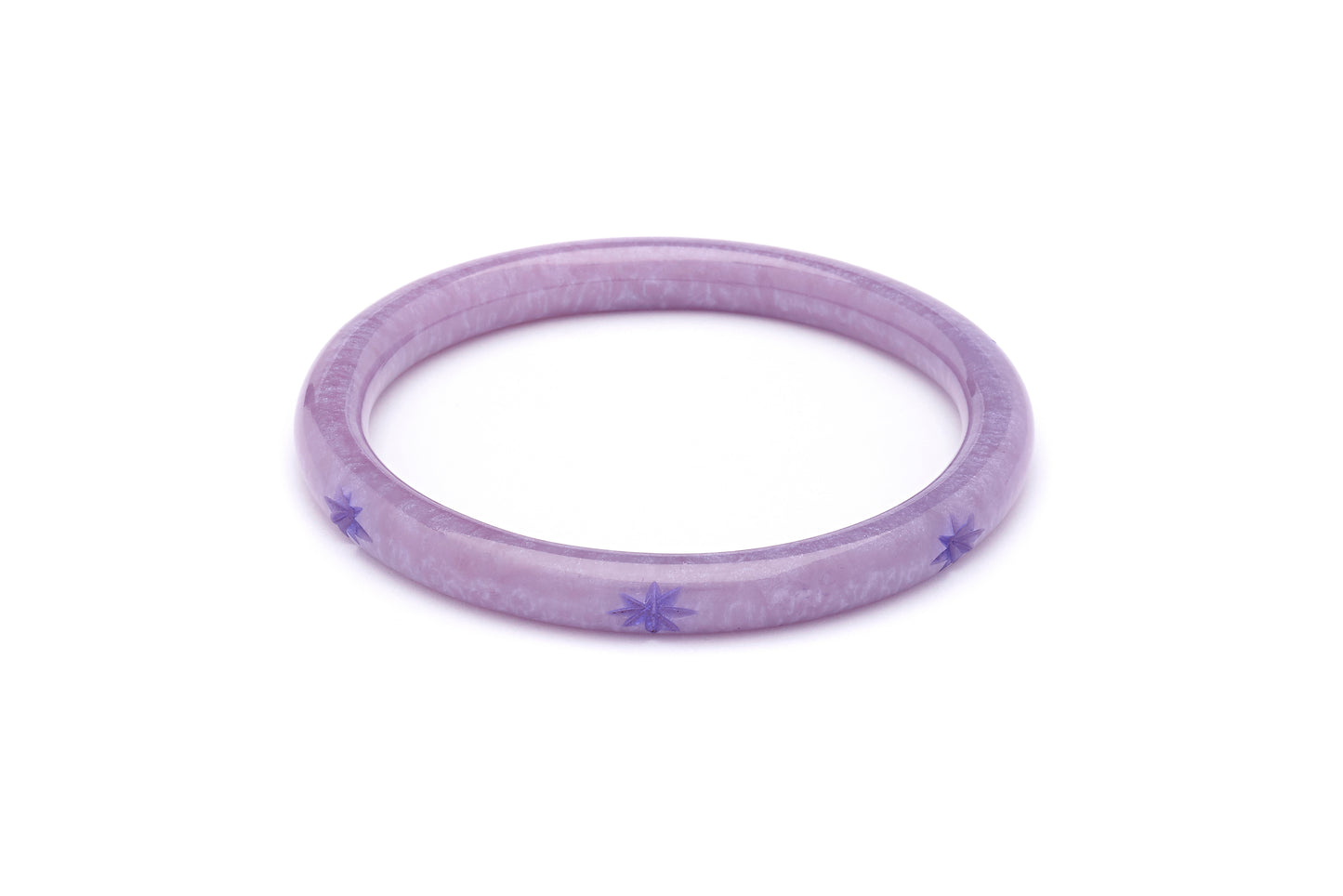 Narrow Lilac Carved Bangle