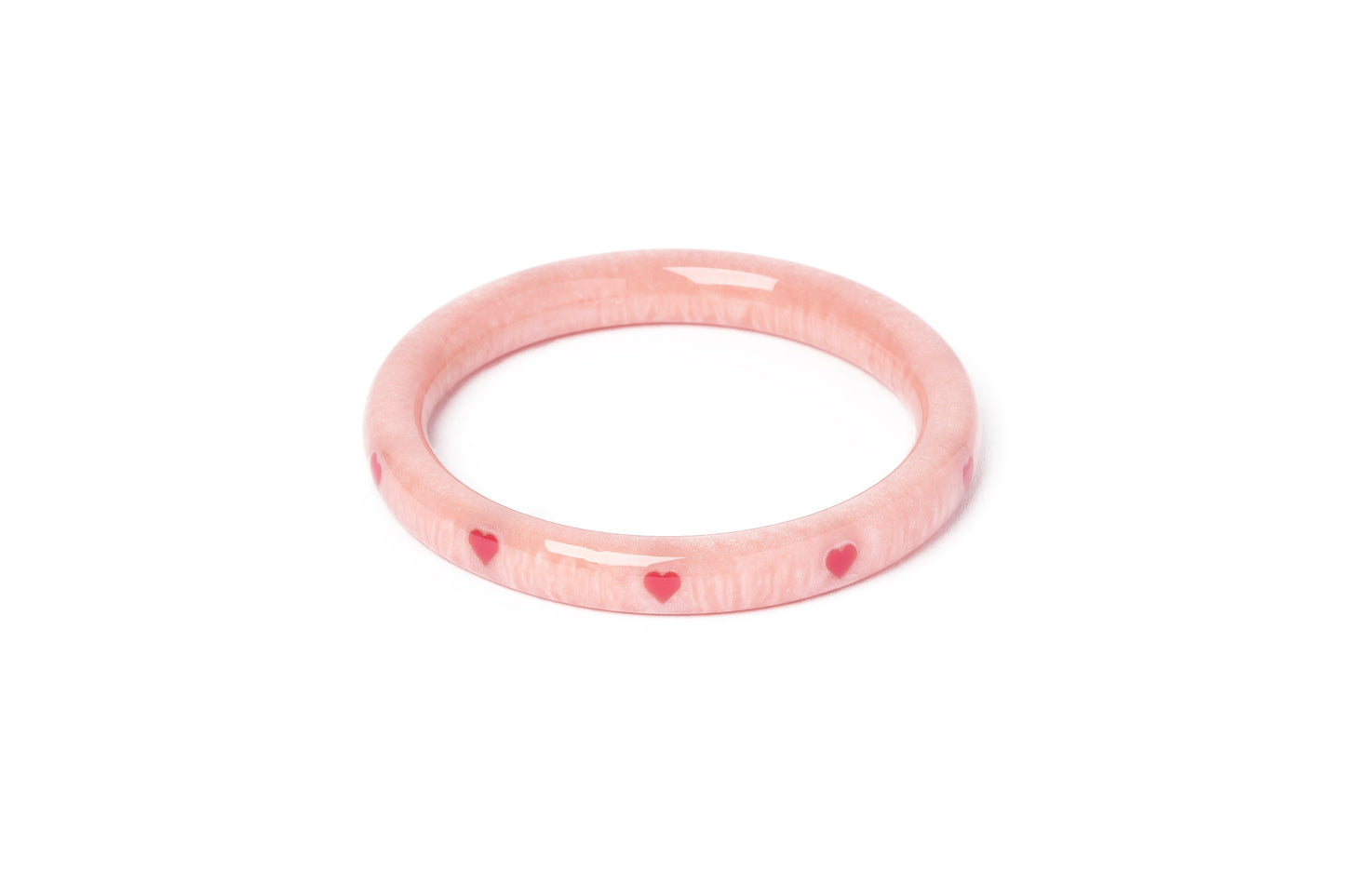 Splendette vintage inspired 1950s Valentine's style carved pink fakelite Narrow Sweet Cheeks Starburst Bangle