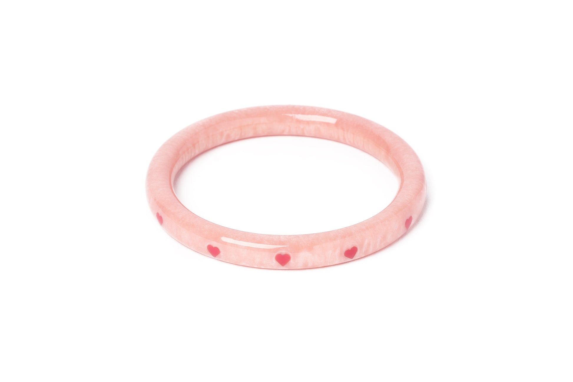 Splendette vintage inspired 1950s Valentine's style carved pink fakelite large size Narrow Sweet Cheeks Starburst Duchess Bangle