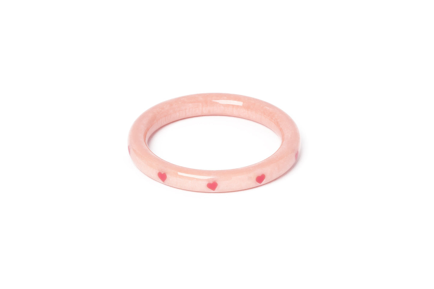 Splendette vintage inspired 1950s Valentine's style carved pink fakelite small size Narrow Sweet Cheeks Starburst Maiden Bangle