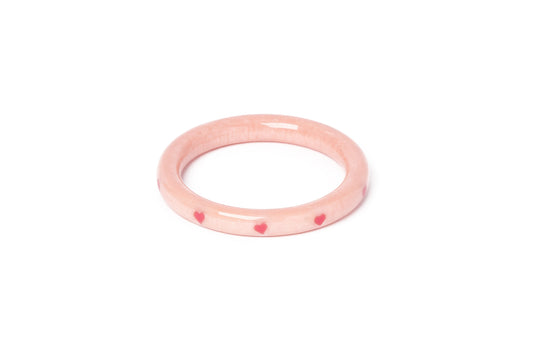 Splendette vintage inspired 1950s Valentine's style carved pink fakelite small size Narrow Sweet Cheeks Starburst Maiden Bangle