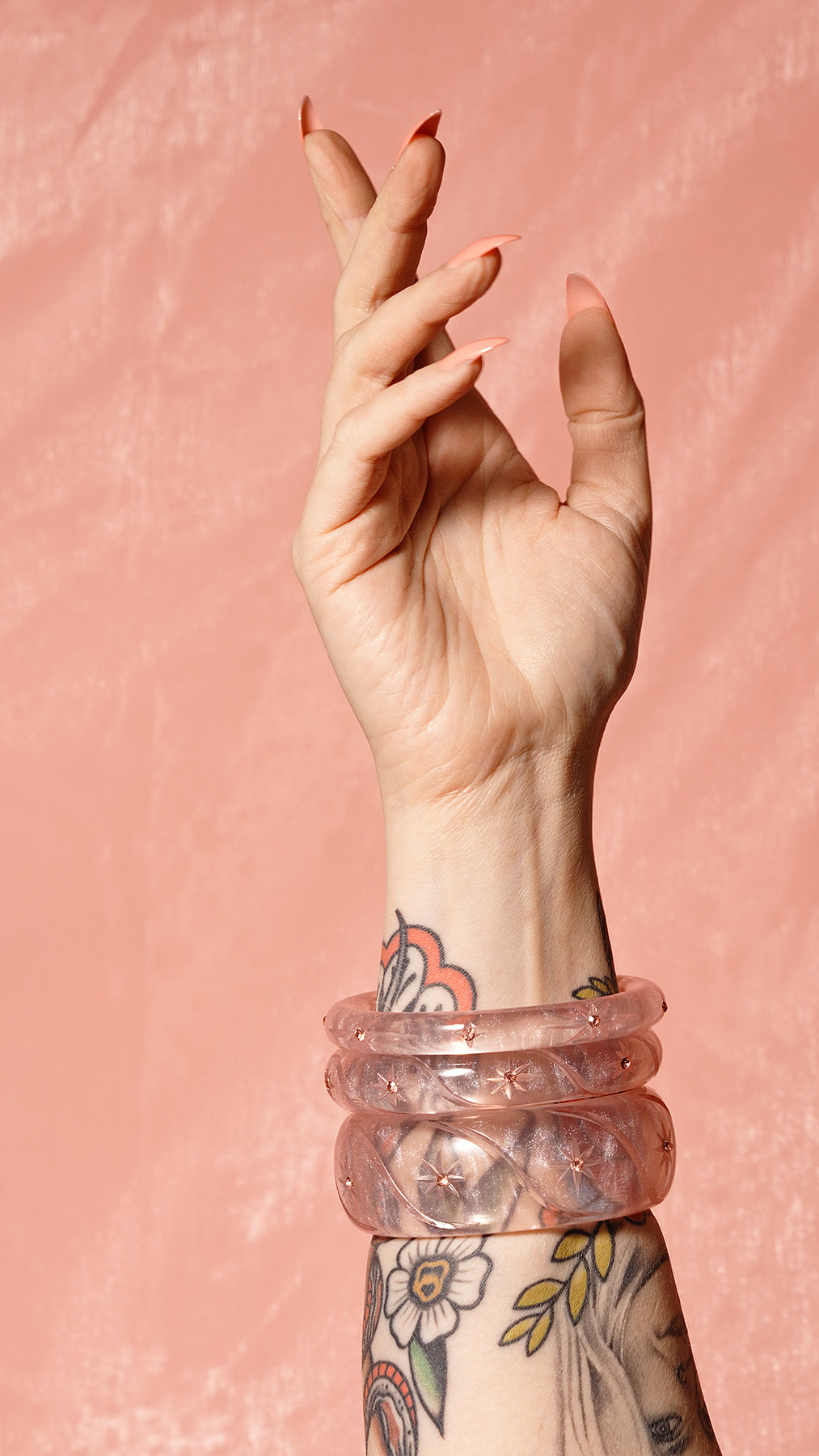 Narrow Pink Chiffon Bangle