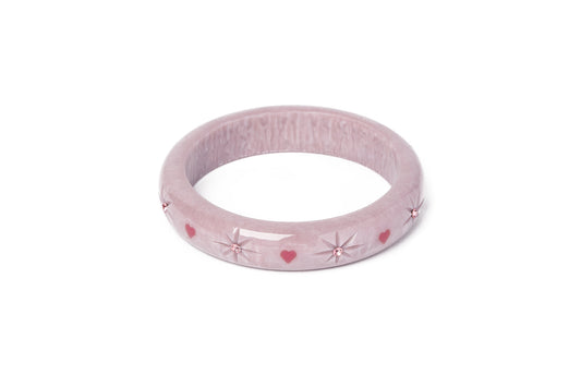 Splendette vintage inspired 1950s Valentines style pastel purple heart Midi Poppet Starburst Bangle