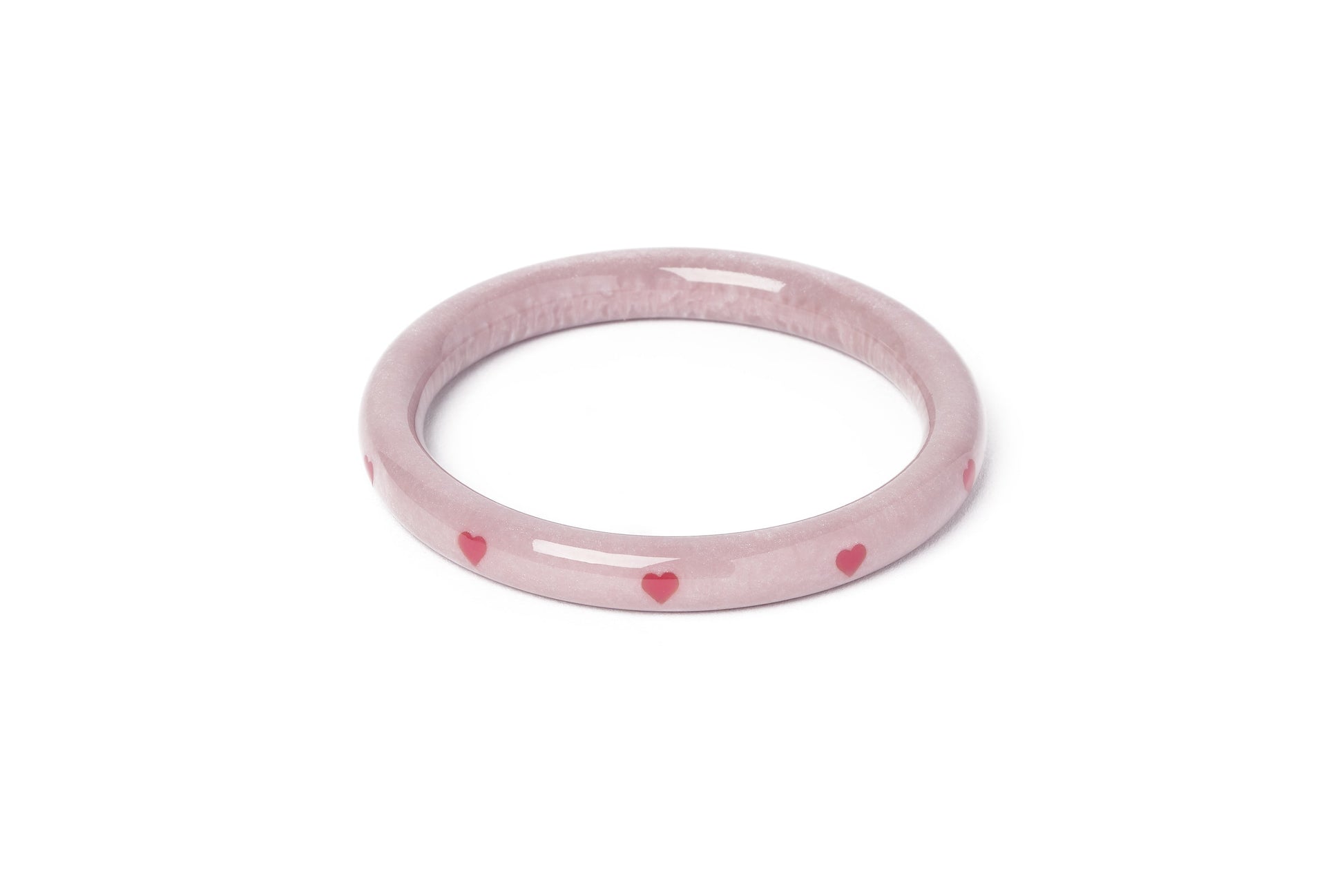 Splendette vintage inspired 1950s Valentines style pastel purple Narrow Poppet Heart Bangle