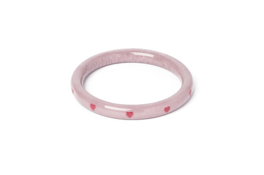 Splendette vintage inspired 1950s Valentines style pastel purple Narrow Poppet Heart Bangle