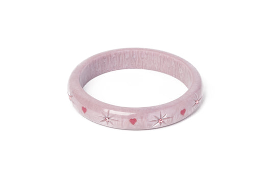 Splendette vintage inspired 1950s Valentines style pastel purple heart larger size Midi Poppet Starburst Duchess Bangle