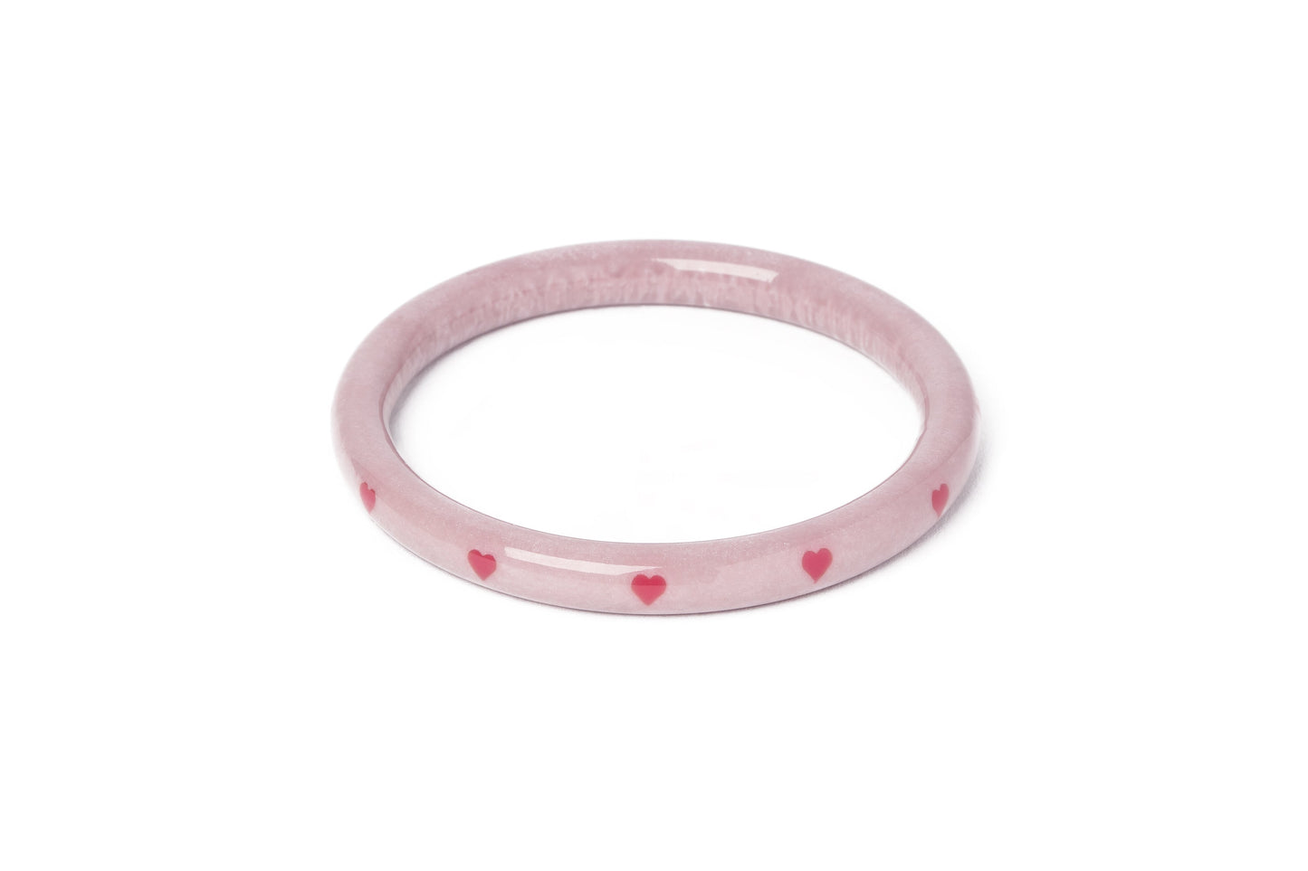 Splendette vintage inspired 1950s Valentines style pastel purple larger size Narrow Poppet Heart Duchess Bangle