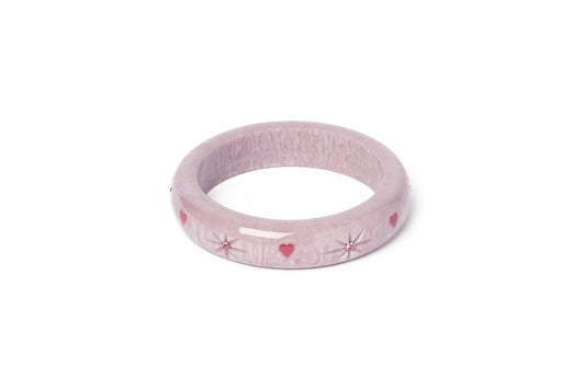 Splendette vintage inspired 1950s Valentines style pastel purple heart small size Midi Poppet Starburst Maiden Bangle