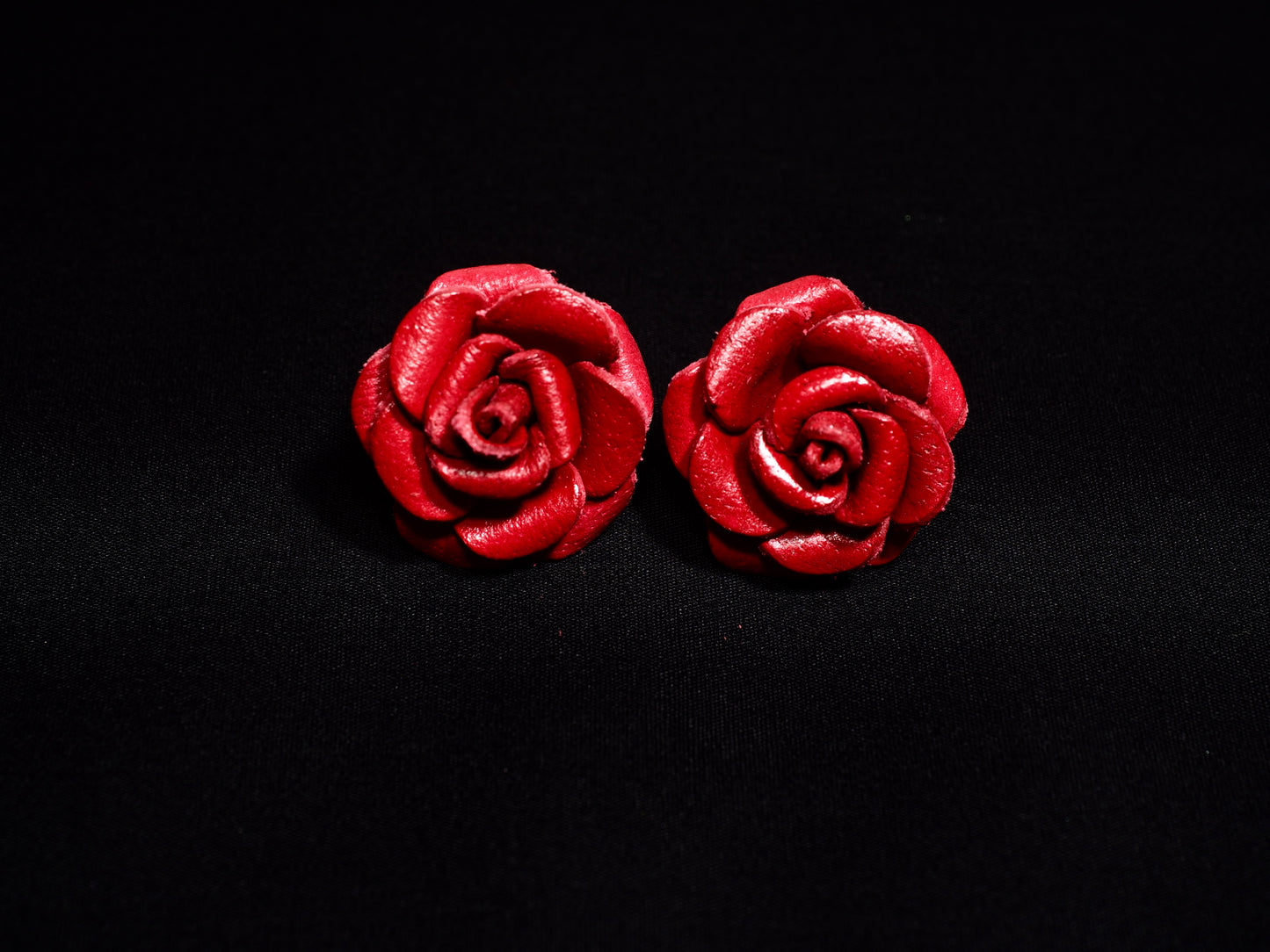 Rose Earrings Lge Red
