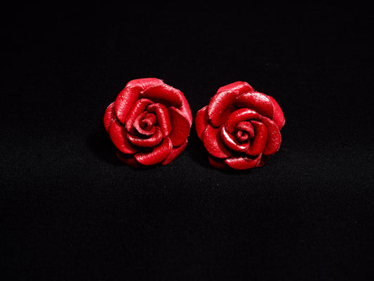 Rose Earrings Lge Red