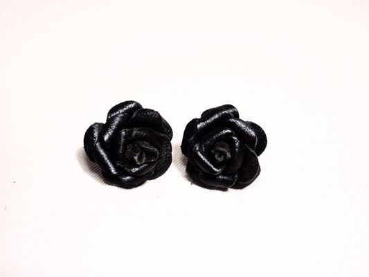 Rose Earrings Lge Black