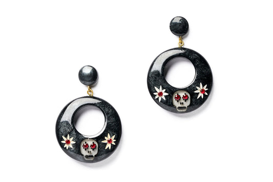 Bones Drop Hoop Earrings