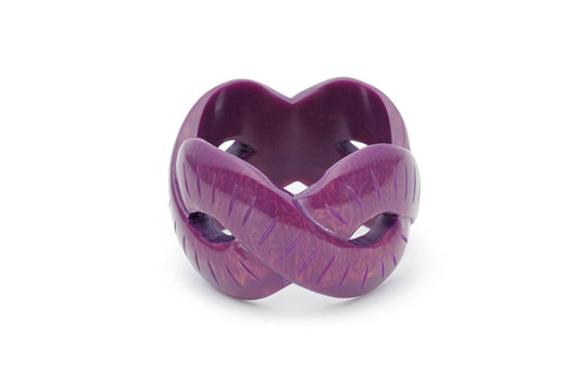 Splendette vintage inspired 1940s style carved purple Chunky Golden Plum Fakelite Bangle in *size* size
